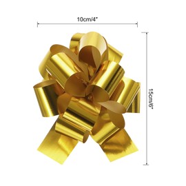 sourcing map 10pcs 4 Inch Metallic Large Big Pull Bow Gift Wrapping Bows Ribbon for Wedding Car Baskets Presents Christmas Bow, Gold