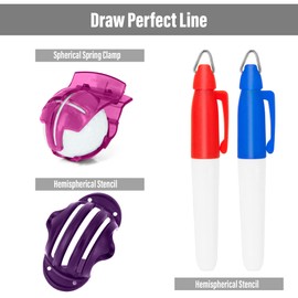 Birdie Guard Golf Ball Liner - Triple Track Technology - Improving Alignment on Putting Green, Golf Ball Liner Alignment Tool, 2 Ball Liners and 2 Pens (Purple)