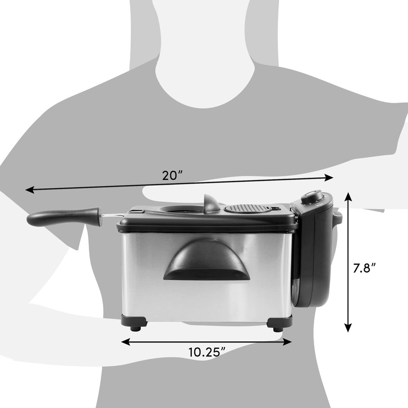 Elite Gourmet EDF2100 Electric Immersion Deep Fryer Removable Basket Adjustable