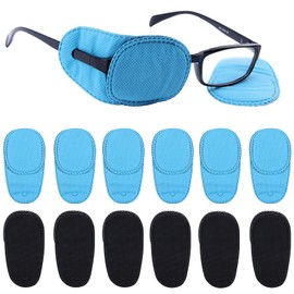 Pack of 12 Eye Patches for Glasses YUTOU Non-Woven Fabric Amblyopia Eye Patches Children Glasses Eye Patch Lazy Eye Patch for Children Lazy Eye Amblyopia Strabism (Black and Blue)