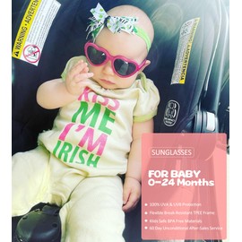 Flexible Heart Shaped Baby Polarized Sunglasses with Strap Adjustable Toddler & Infant Age 0-24 Months (Red/Gray + Purple/Gray) - 2 Pack