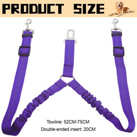 Dog Seat Belts for Cars UK,360° Tangle-Free Double Dog Lead,Adjustable Car Harness for Walking 2 Dogs,Pet Safety Travel Accessories (Purple)