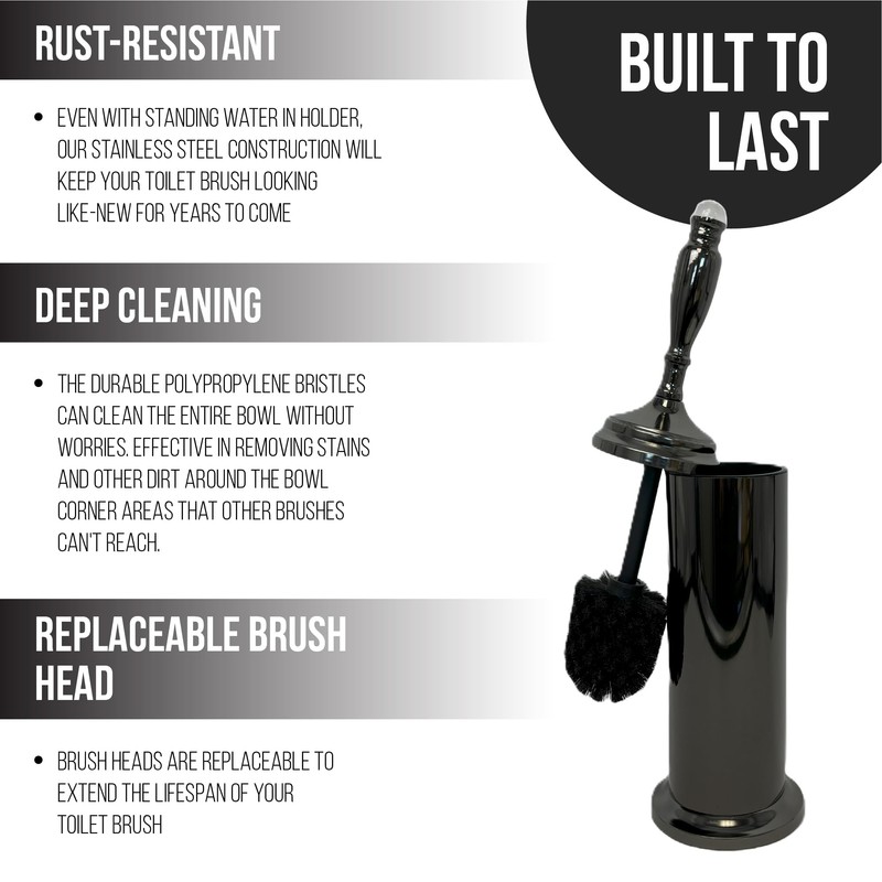 Splash Home Buena Stainless Steel Toilet Brush with Holder, Bowl