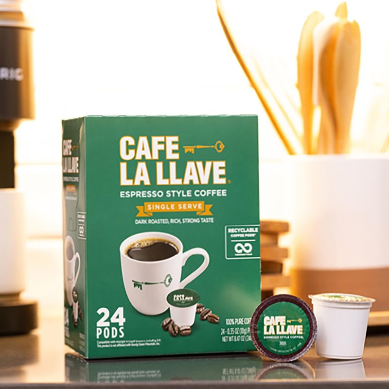 Cafe La Llave 24 Count Dark Roast Coffee Pods, Espresso