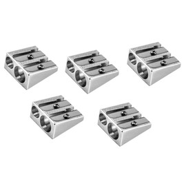 Pack of 5 Metal Double Sharpener Pencil Sharpener Double Sharpener Metal 2 Sizes for Normal and Thick Pencils Colouring Pencils 8 mm/11 mm, Ideal for School and Office