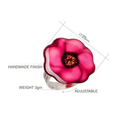 Cute Flower Butterfly Adjustable Statement Ring Jewellery for Women (Style 12 - Pink Peony)