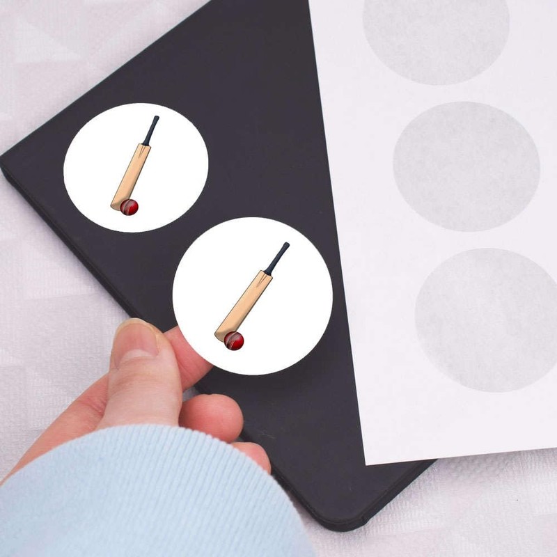 24 x 40mm Round 'Cricket Bat & Ball' Stickers (SK00054713)