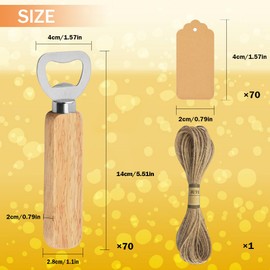 70Pcs Bartender Bottle Openers, Beer Bottle Openers, Cider, Soft Drinks -Wood Handle Handheld