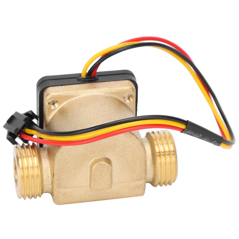 G1/2in Male Water Flow Sensor Counter Brass Hall Flowmeter DC