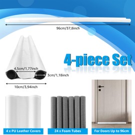 YAYODS Pack of 4 Draught Excluders for Doors 96 cm – White PU Door Seal Draught Excluder Door Draft Stopper with Double Seal – Wind Stopper Door Draught Stopper, Door Underseal Protection Against