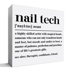 Nail Tech Gifts for Women, Nail Artist Technician Manicurist Christmas Birthday Gift Nail Salon Room Desk Decor, Wooden Box Sign