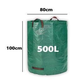 Heavy Duty Garden Waste Bags, 2PCS 500 Litre Large Bag with Handles, Reusable Bags Refuse Rubbish Bag, Waterproof Garden Green Waste Sack, Ideal for Collecting Waste