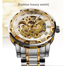 Retro Steampunk Skeleton Automatic Diamond Royal Carving Men's Watches Elegant Mechanical Wrist Watch Neutral Clock