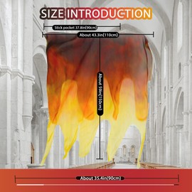 Baisdan 59"x43" Double Layer Consuming Fire Worship Flags, Holy Fire Worship Flags, Praise & Worship Dance Flags for Prophetic Worship, Christian Church Dance (Flexible Rods) Yellow-orange-black