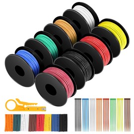 22 AWG Stranded Wire Spool, 8 Colors Each 20FT 22 Gauge Hook Up Wire Kit, Flexible Tinned Copper Wire for DIY Electronics, Automotive, Breadboard, Home, Power Wiring Kit, Power Tool, Electric Toys