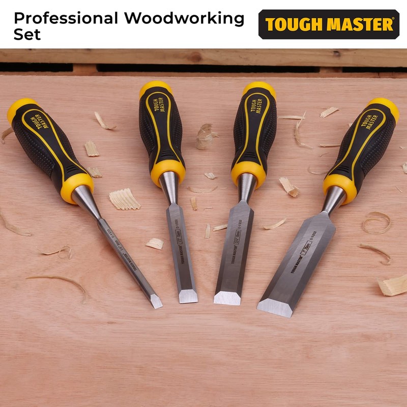 TOUGH MASTER Carving Chisel Set, 4 Piece Wood Carving Bevel