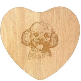 'Toy Poodle Portrait' Wooden Heart Shaped Chopping/Cutting Board (WB00085254)