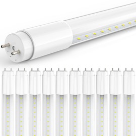 10 Pack T8 LED Bulbs 4 Foot, 14W 2450LM 6000K Super Bright, Type A+B 4FT LED Bulbs, Fluorescent Tubes Replacement, Plug & Play or Ballast Bypass,Clear Cover