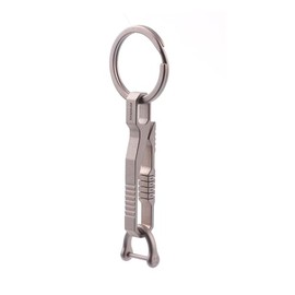 FEGVE Key Ring Bag Clip, Key Holder with Removable Key Ring, Titanium Quick Release Key Ring Clip with D-Ring for Men Women, gray