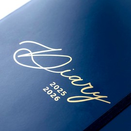 Busy B A5 Week-to-View Diary - Mid-Year Academic Planner- Aug '25 - Aug '26 - Navy Journal Cover – Weekly Layout opposite a Notes Page, Goals, Expenses, Pen Loop & Elastic Closure