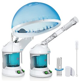 DENFANY Vaporizador de pelo, vaporizador 2 en 1 para cabello y cara con UV y ozono, humidificador facial y sistema de pulverización hidratante para el