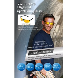 valeria Polarized Sunglasses [High-End Spring Hinge] TAC Lenses TR90 Frame Hard Case Included Anti-Glare & UV Protection (Orange)