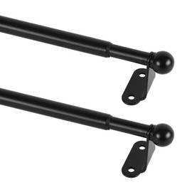 KXLife 2 Pack Small Curtain Rod 18-30 Inch, 1/2" Diameter, Cafe Door Curtain Window Rod, Adjustable Drapery Rods with Brackets (Black)