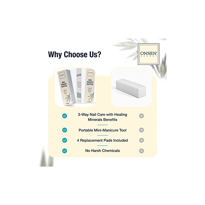 Onsen Secret Professional Nail Buffer, Ultimate Shine Nail Buffing Block