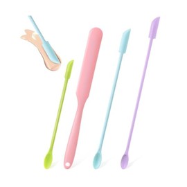 4 Pcs Makeup Spatula, Tiny Spatulas for Cosmetics 4 Sizes Cosmetic Spatula Mini Spatula for Cosmetics Silicone Wax Stick Reusable Beauty Spatula Jar Spatula for Home Salon Body Use
