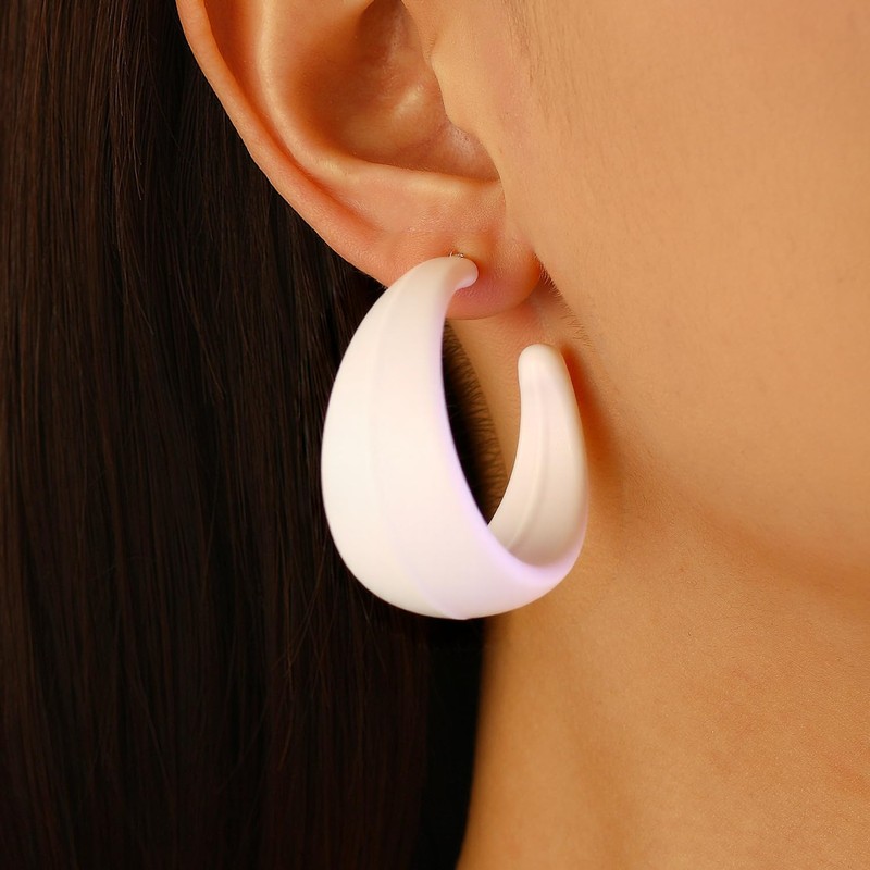 White Earrings for Women Trendy Hoop Earrings 80s 90s Earring