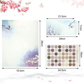 LOVECENTRAL Japanese Writing Paper and Envelopes,32pcs Vintage Design Stationery Paper Chinese Retro Floral Landscape Writing Paper for Kids Student Office, 26.3x18.7 cm