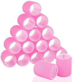 Vivantia 15 Pack Hair Rollers Self Grip Hair Rollers Self Holding Rollers Gripping Sticky Rollers Salon DIY Hairdressing Curlers Hair Curling Tools for Men Women Long Medium Short Hair, Pink