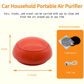 Portable Car Air Purifier with Built-in Filter, USB Charging, Green (orange-red)