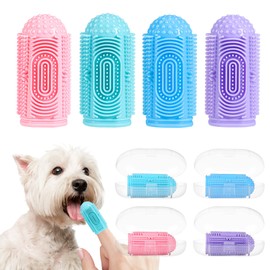 LDIIDII Dog Toothbrush 4 Pack Dog Tooth Brushing Kit Dogs Finger Toothbrush for Teeth Cleaning & Dental Care Cat Toothbrushs Doges Tooth Brush Puppy toothbrushs Pet Toothbrushes Finger Brush
