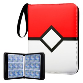 Sandawin Card Binder with 9 Pockets, Trade Binder Fits 900 Cards with 50 Pages, Portable Collection Card Book, Game Sports Card with Photo Albums with Zipper for Gifts-Red