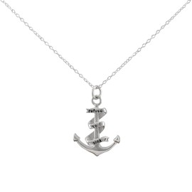 Serebra Jewelry Anchor Pendant Necklace 925 Sterling Silver 'Refuse to Sink' Men Women Unisex, Sterling Silver