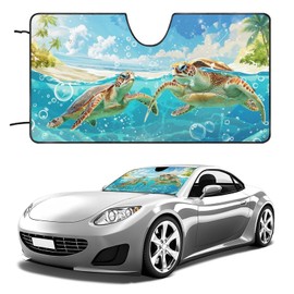 Kanuyee Retractable Windshield Sun Shade - Sea Turtle Design, Front Window Sunshade Blocker Visor, Foldable for Car & Truck
