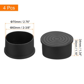 sourcing map 4Pcs Chair Leg Caps, Fit OD 60mm (2-3/8 Inch) Non-Marking PVC Chair Leg Tips Non-Slip Chair Leg Floor Protectors Round Table Covers End Caps for Furniture, Black