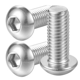 M10-1.5 × 30MM Button Head Socket Cap Bolts Screws 304 Stainless Steel 18-8 Allen Hex Drive, Full Coarse Thread, 5PCS