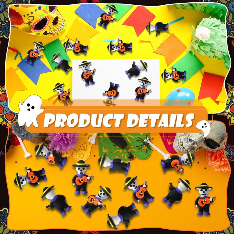 VioraWhite 25 Pcs Día de Los Muertos Small Figures Day