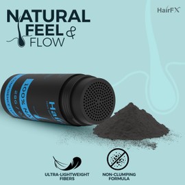 HairFX Hair Fibers for Thinning Hair (BLACK) Undetectable & Natural - Giant 28g Bottle – Hair Thickener & Topper + Instant Thicker Fuller Hair - Completely Conceals Hair Loss in 15 Sec for Women & Men