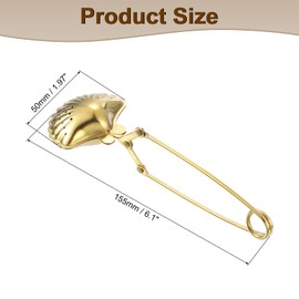 sourcing map 1 Pcs Seashell Snap Tea Ball Infuser with Handle, Loose Tea Steeper, Stainless Steel Tea Strainer for Brew Loose Leaf Tea, Gold