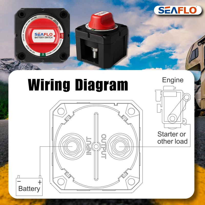 SEAFLO 12V/24V/48V Battery Disconnect Switch Isolator Switch for Marine, Boat,