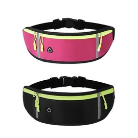Cangurera para Correr, Cangurera Deportiva 2 Piezas - Impermeable, Ajustable con Bandas Reflectantes - Bolsa Unisex para Running, Senderismo, Ciclismo