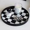 Round Storage Organizer Tray Checkerboard Design Plate Container Tray for