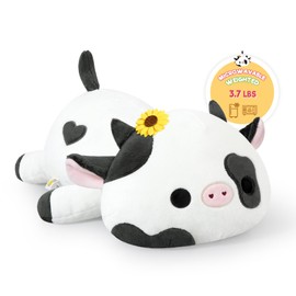 Onsoyours Original Weighted & Heatable Sunflower Cow Stuffed Animals, 3.7 lbs Microwavable Plushies for Stress Relief - 20 inch Large Comfort Soft Plush Toys for Kids & Adults