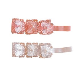 FEIFEI'S BOW 2PCS Newborn Infant Toddler Baby Girls Lace Pearl Flower Ribbon Headband Soft Elastic Bow Knot Hair Band Hairband (B)