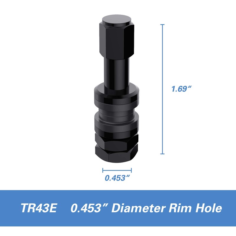 CKAuto 5 Pcs VS43/TR43E Tubeless Metal Clamp-in Valve Stems, Black