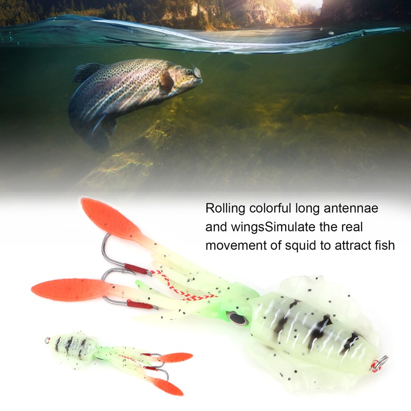 Fishing UV Squid Soft Lure Luminous Octopus Wobbler Bait Squid