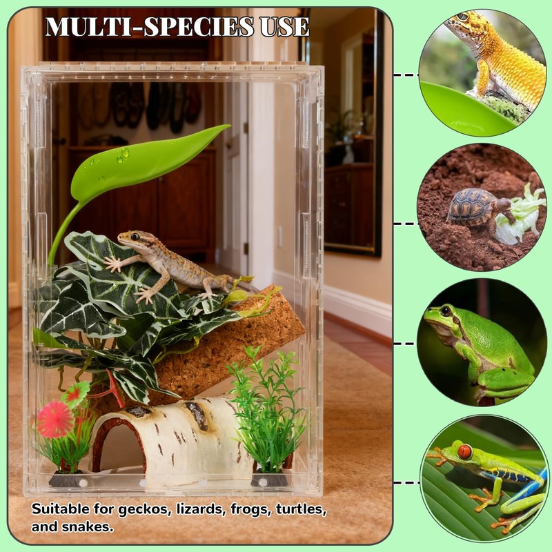 Crested Gecko Tank Accessories, Reptile Decor,Reptile Hanging Plants Vines with